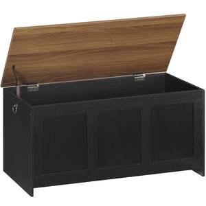 Banc de rangement rétro en bois de 39 pouces avec couvercle relevable, organisateur multifonctionnel pour entrée, <span class=keywords><strong>coffre</strong></span> à jouets pour salon, noyer noir - Product Image 2