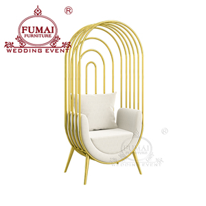 Cage Shape Gold Stainless Steel Throne King Wedding Gold Bird Cage <b>Chair</b> for Wedding - Product Image 1