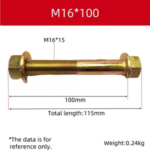 อะไหล่รถบรรทุกคุณภาพสูง สลักเกลียวเกลียวครึ่งและเกลียวเต็ม M16 ขนาด M16*90 M16*120 ใช้ได้กับรถบรรทุกและรถพ่วง - Product Image 4