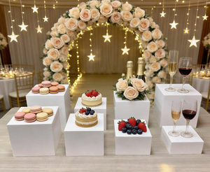 Large Acrylic White Display Box Cube <strong>Riser</strong> Stands Buffet <strong>Table</strong> Food <strong>Risers</strong> for Dessert Catering Supplies Cake Decorating Tools - Product Image 2