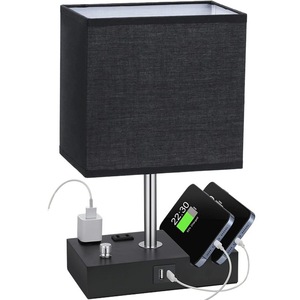 Lámpara de mesa LED moderna para sala de lectura, nuevo diseño, pantalla de tela, estación de cargador inalámbrico inteligente, AC, decoración de cabecera de dormitorio Simple - Product Image 4