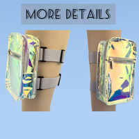 Sac de corps holographique transparent en PVC à faible MOQ pour femme, imperméable, à porter à la jambe, à la taille ou au bras, avec motif boîte, idéal pour le carnaval