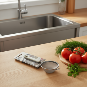 Passoire et égouttoir en métal à mailles fines de 7 cm en sergé double cuir, ustensile de cuisine - Product Image 3