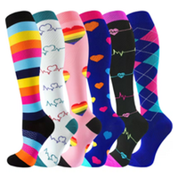 Chaussettes de compression en nylon personnalisées pour infirmières, 6 PAIRES, hauteur genou, soutien gradué, pour femmes, travail hospitalier et de nuit