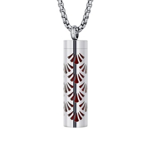 Vente en gros – Collier pendentif cylindrique bohème avec breloque pour femme et enfant, en acier inoxydable 316L, diffuseur d'arômes - Product Image 4