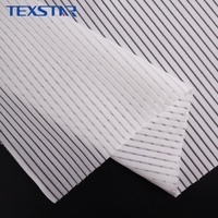 Tissu tricoté jersey simple à rayures fines extensible dans les quatre sens, 140 GSM, personnalisé, 86,7 % polyester, 13,3 % élasthanne, pour vêtements de sport et décontractés