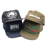 Kustom tidak terstruktur Denim 5 Panel topi Snapback pinggir datar dengan logo bordir 3D Anda sendiri