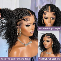 Perruque Bob Brésilienne Naturelle Bouclée et Courte, Cheveux Humains Sans Colle, Perruque Frontale en Dentelle Hd, Pas Cher, pour Femme Noire