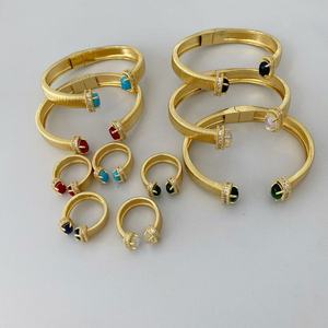 D930 Juego de Anillos y Brazaletes <span class=keywords><strong>Punk</strong></span> Anchos con Pavé de Cristales Artificiales para Mujer y Hombre, de Latón Chapado en Oro, con Incrustaciones, Joyería de Destaque - Product Image 4