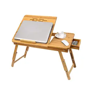 带排气孔的竹制笔记本电脑桌和可折叠笔记本电脑桌床桌