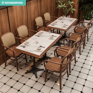 Ensemble de table de restaurant siège de stand de restauration rapide ensemble de table et de chaises en bois banc de stand canapé canapé ensemble de meubles de café - Product Image 4