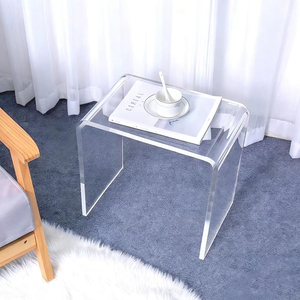Tavolino da Caffè <span class=keywords><strong>Moderno</strong></span> in Acrilico Trasparente, Multifunzionale, Salvaspazio, Regolabile e Pieghevole per Soggiorno - Product Image 3