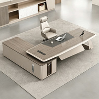 Bureau de direction moderne et minimaliste de luxe léger, laqué brillant sans peinture, mobilier de bureau commercial pour la maison/le bureau
