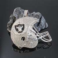 Casque de football des Raiders de Las Vegas (Europe et Amérique) en alliage de zinc, grand pendentif couronne et chaîne en bambou, cadeau unisexe