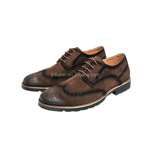 British Retro New Spring and Summer Leather Cow <strong>Suede</strong> <strong>Brogue</strong> Carved Formal Suit Business Men's Shoes Casual - Product Image 5