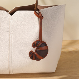 PU Leather Croissant <b>Bag</b> <b>Charms</b> Croissant Keychain Cartoon Keyring Hanger Fashion <b>Charms</b> for <b>Bags</b> - Product Image 4