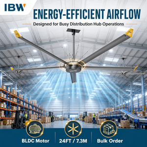 Ventilador Industrial IBW <span class=keywords><strong>AirMax</strong></span> de 7.3m (24 pies) con Motor BLDC de Bajo Consumo para Centros de Distribución - Product Image 1
