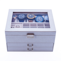Rts Lederen Witte Afsluitbare Juwelendoos Organizer Met Spiegel Sieraden Dozen En Sieraden Organizer Horloge Oorbellen En Ringen Doos Tr