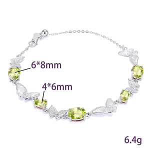 9 Pulseras de Plata de Ley 925 con Acabado Cepillado y Mariposas, Joyería con Piedras Naturales de Corte Ovalado y Gemas de Colores - Product Image 6