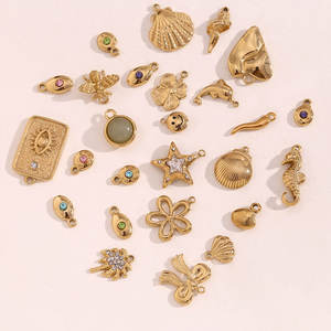 Colgantes y dijes de moda de acero inoxidable 316L chapados en oro PVD de 14K y 18K personalizados para la fabricación de joyas. - Product Image 2