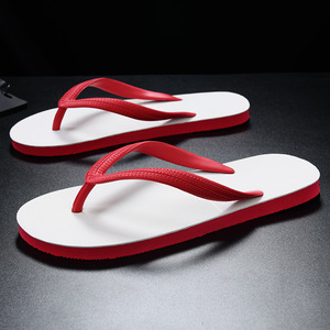 Men's Flip Flops Red White Non Slip Soft Sole Summer <b>Beach</b> Sandals Casual Outdoor Wear Injection Molded Sole Adult Size Q8 - Product Image 4
