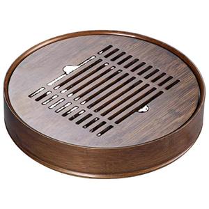 Bandeja para té, pequeña bandeja doméstica para almacenamiento de agua, mesa de drenaje para té, juego de té rectangular simple de bambú, tamaños grande y pequeño, E18 - Product Image 2