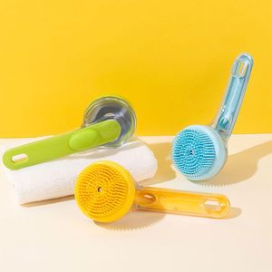 Morbido <span class=keywords><strong>Silicone</strong></span> manico lungo animali domestici cani gatti speciale spazzola da massaggio con Shampoo sapone Dispenser - Product Image 4