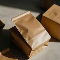 Emballage alimentaire personnalisé de luxe en sachet debout Doypack avec ruban en papier kraft, fermeture éclair, matériaux recyclés, plastique, pour en-cas, bonbons, liquides