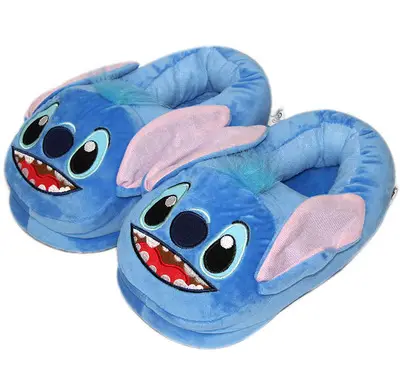 Pantufa de pelúcia lilo, chinelos de pelúcia fofos para casa de desenho animado sapatos de inverno para crianças e adultos, brinquedos, presentes