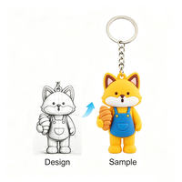 Porte-clés en acier inoxydable et PVC personnalisé, avec pendentif figurine 3D numérique, thème Anime et Dessin Animé, durable, cadeau d'affaires créatif, boîte mystère