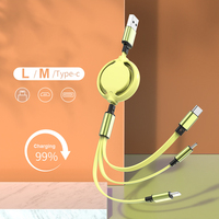 Cable USB Redondo de Regalo al por Mayor MS para iPhone, Cables Micro B C, Cable Retráctil Portátil, Cables de Carga USB 3 en 1