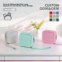 Mini trousse de maquillage en silicone grande capacité, housse anti-poussière, petite pochette à monnaie, organiseur de voyage pour cosmétiques, sac à main pour articles de toilette pour femmes