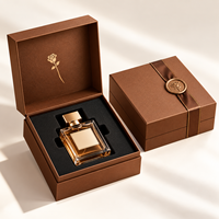 Emballage avec boîte de bouteille de parfum d'huile essentielle de 50ml de cylindre de carton EVA de luxe noir à insérer en papier spécial brun personnalisé
