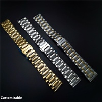 Remplacement à cinq perles Maenwvo célèbre marque en acier inoxydable respirant bracelet de montre chaîne de montre solide fermoir papillon bande en acier