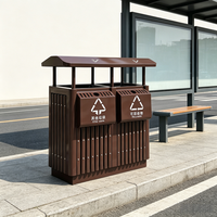 Poubelle de tri extérieure en acier à double compartiment, résistante aux intempéries, 2-en-1, pour collecte de déchets et de recyclage, idéale pour les zones communautaires et les zones touristiques