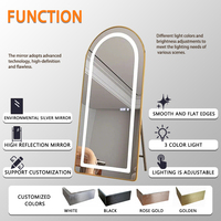 Miroir sur pied LED intelligent tactile pleine longueur, grand format, en forme d'arche, pour maquillage et dressing, salle de bain et dressing