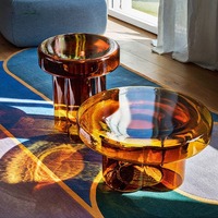 Meuble de style nordique, table basse ronde de luxe, table basse moderne en verre, petite table d'appoint