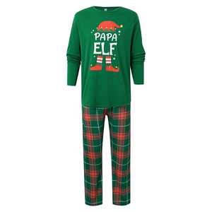 Novos Conjuntos de Pijamas de Natal em Algodão para Família, Pijamas Vermelhos e Verdes com Tema de Papai Noel, Pijamas de Natal Coordenados para Família - Product Image 3