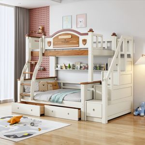 Litera de madera maciza que ahorra espacio. Una opción práctica para los dormitorios. Esta litera alta y baja cuenta con una combinación de dos pisos. - Product Image 5