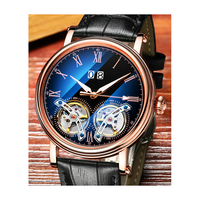 Montres mécaniques en acier pour hommes, design d'usine et personnalisation par lots, avec calendrier similaire et double squelette à volant d'inertie, pour marque privée