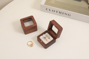Luxury Walnut Wood <b>Ring</b> <b>Box</b> Elegant Jewelry Presentation Case for Wedding Proposal Engagement Gift Packaging jewelry packaging - Product Image 3