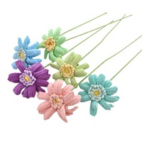 Buket Bunga Gerbera Rajutan Tangan Kustom untuk Hadiah Tahun Baru Dekorasi Rumah Bunga Hias Siap Pakai Buatan Tangan Grosir