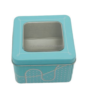 Custom CMYK stampato di lusso in metallo banda stagnata scatola per orologio con coperchio finestra trasparente 9*9 quadrati per il confezionamento di orecchini e collane - Product Image 2