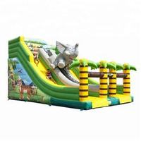 Toboggan gonflable à thème animaux sauvages de la jungle, toboggan gonflable commercial en PVC pour enfants, toboggan gonflable d'extérieur