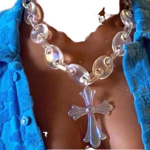 Hip Hop Punk bijoux pour adolescents personnalisé croix pendentif gros tour de cou clair jésus Laser UV Cool griffe réglage anniversaire - Product Image 4