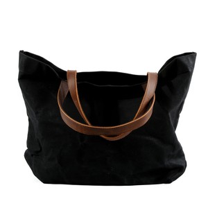 Vintage Waxed Canvas Tote Bag Water Resistant Crinkled Leather Handle Large Capacity Shoulder Bag <strong>Handbag</strong> <strong>for</strong> Women <strong>Men</strong> Shopping - Product Image 3