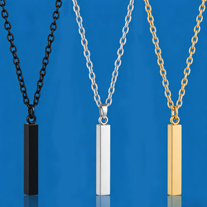 Collar con Colgante de Columna de los Deseos de Acero Inoxidable, Grabado Láser, Material para Grabar Nombres, Regalo para el Día de San Valentín - Product Image 2