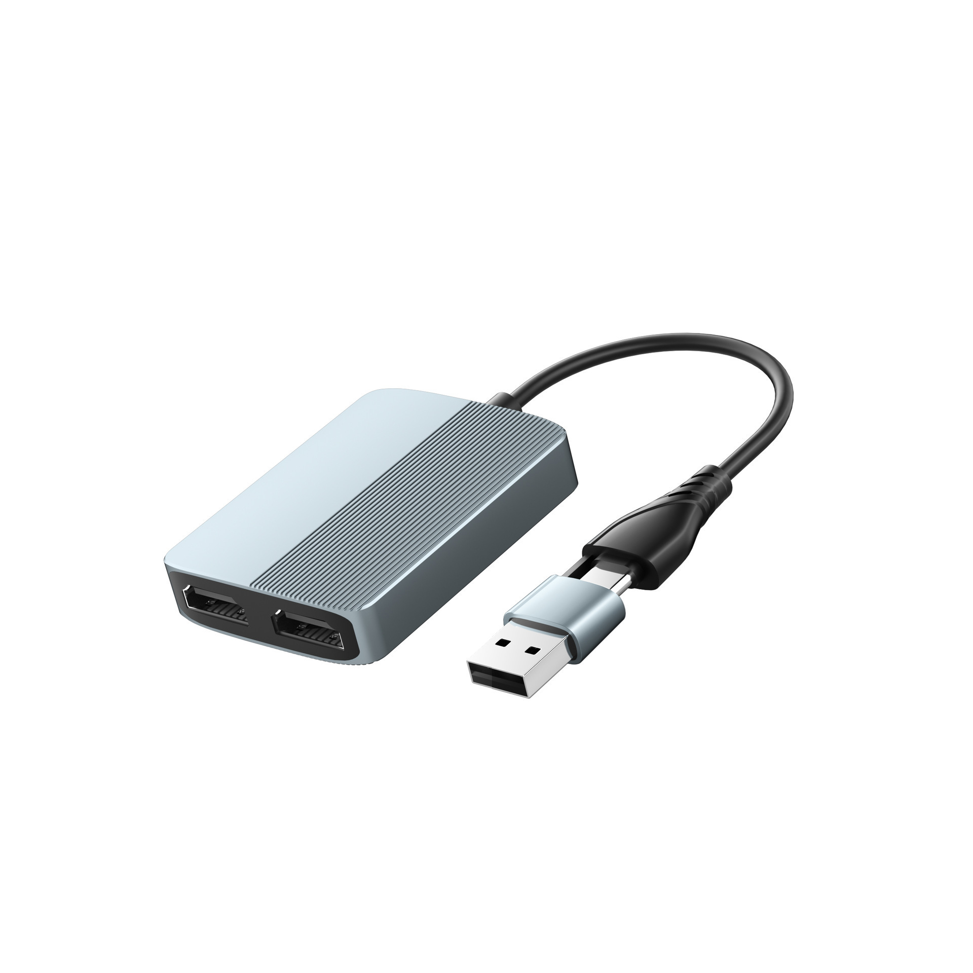 Bleu-USB + Type-C vers double HDMI