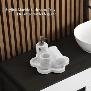 <span class=keywords><strong>Plateau</strong></span> en <span class=keywords><strong>marbre</strong></span> blanc de <span class=keywords><strong>style</strong></span> floral, <span class=keywords><strong>plateau</strong></span> de service moderne pour salle de bain - Product Image 5