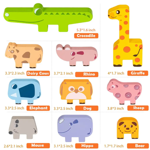 Giochi di Equilibrio con Animali per la Coordinazione Occhio-Mano e l'Educazione Precoce, Blocchi di Costruzione in Legno per Impilare e Costruire Edifici Alti - Product Image 4